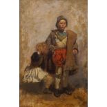 Adolphe Dillens, Belgium 1821-1874- Couple of young street musicians; oil on panel, signed