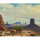 William P Krehm, American 1901-1968- ''Valley of the Monuments''; oil on canvas, signed, titled on