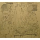 Hugo Dachinger, Austrian/British 1908-1995- Female nudes in an interior; pencil, signed and dated 42