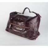 Tod's, Pasmy burgundy snakeskin tote bag, buttery soft snakeskin leather, with champagne silk