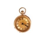 A Victorian 18ct gold open face pocket watch, Birmingham c.