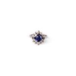 A tanzanite and diamond cluster ring,