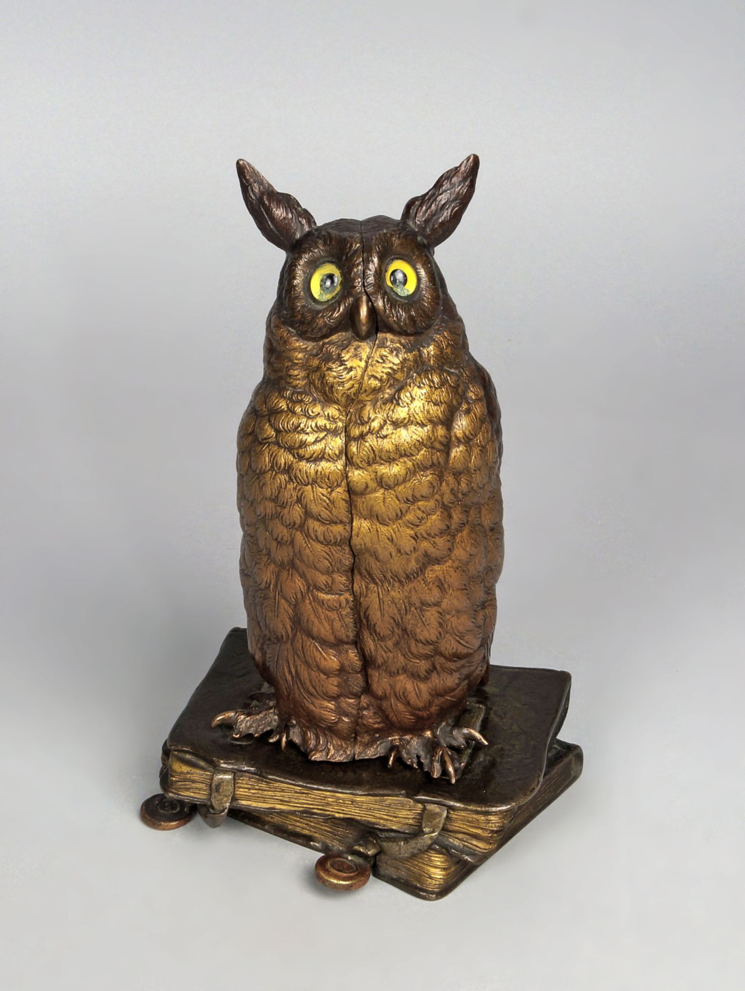 Franz Bergman, a metamorphic erotic bronze study of an owl and nude,
