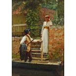Edmund Blair Leighton ROI, British, 1853-1922- "The Invitation"; oil on panel,
