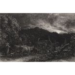 Samuel Palmer RWS, British 1805-1881- "The Weary Ploughman" 1858; etching on wove, 17.5x24.