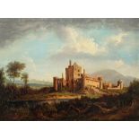 Scottish School, mid 19th century- View of castle ruins in a landscape; oil on canvas, 46x61.