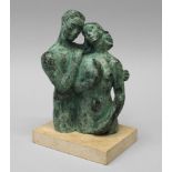 Arthur Fleischmann FRBS, Slovakian/British 1896-1990- Young Lovers; bronze with green patina,