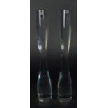 A pair of contemporary glass candlesticks, of waisted form, each inscribed on the base 'TS 262/1994'