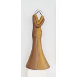 A contemporary sculpture of two lovers embracing, wood, metal and varnish, 100cm high,