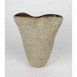 Caterina Bivona, Italian b. 1959, a ceramic vase, white exterior with olive brown glazing to inside,