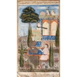 A Timurid scene of a ruler and attendant in a garden, Iran, 15th century,