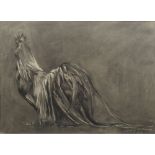 Imogen Man, British b. 1984 - 'Humprey the cockrill,' 2008; charcoal and white chalk on paper,