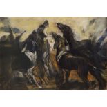 John Devane, British b.1954- 'Study of Dogs,' 1986; pastel on paper, 120 x 155cm (ARR)