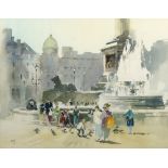 Hugh Lane-Davies, British, late 20th/early 21st century- "Food for the Pigeons"; watercolour,