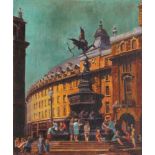 P C M Fletcher, British, mid 20th century- Eros, Piccadilly, London; oil on canvas, signed, 60x50cm,