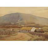 Richard Faulkner RUA, Irish 1917-1988- Cottages in a landscape,