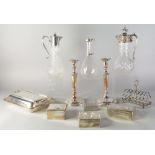 A collection of silver and plate, to include an Victorian cut glass decanter,