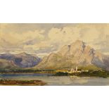 Circle of David Cox Jnr ARWS, British 1809-1885- Mountainous coastal scene; watercolour, 13x21.
