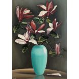 John H Drake, British, 20th/21st century- "Purple Magnolias"; oil on board, signed, titled,