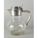 A Victorian silver mounted glass claret jug, London c.