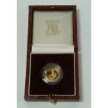 Britannia 1/10th oz gold proof coin, 1988, No. 2005, boxed with certificate of authenticity.