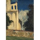 WITHDRAWN Continental School, mid-late 20th century- View of a church; oil on board, 35.