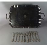 A large Mappin & Webb silver plated twin handled tray, 68.