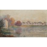 A L Chef, late 20th/early 21st century- Continental lake scene; oil on canvas, signed twice,