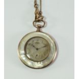 A Bonita 800 standard silver gilt and mother of pearl cased open face pocket watch,
