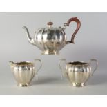 A silver three piece tea service, Birmingham c.1942, Adie Brothers Ltd.