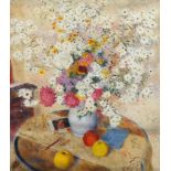 Gordon Scott, British 1914-2016- Still life of flowers in a vase; oil on canvas, 75x65cm,