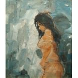 David Johnston, British b.1964- "Nude", 2007; oil on canvasboard, signed, 29.5x24.