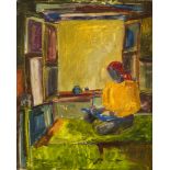 Joseph Pressmane, Ukranian/French 1904-1967- Figure seated in an interior; oil on board, signed, 59.