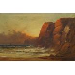 British School, early 20th century- Seascape near cliffs; oil on canvas,