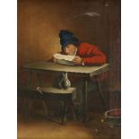 Dutch School, mid-late 19th century- Seated man reading a letter; oil on canvas, 26x20.