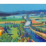 Godfrey Tonks, British b.1948- "The River Dordogne from Domme"; pastel, signed, 45.