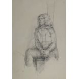 Betty Swanwick RA RWS, British 1915-1989- Study of a woman seated three-quarter length; pencil,