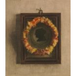 Peter Ilsted, Danish 1861-1933- Silhouette with wreath; mezzotint in colours,