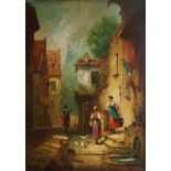 Italian School, mid-late 20th century- Rural village scenes; oils on canvas, a pair, both signed,