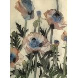 British School, late 20th century- "Poppies II"; etching with aquatint in colours,