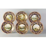A Set of six Ridgway porcelain cabinet plates, mid 19th century,