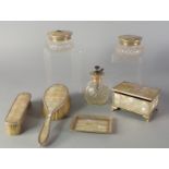 A silver and mother of pearl dressing table set, Birmingham c.