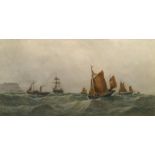 John Francis Branegan, British 1843-1909- "Making Scarboro, Stormy Water"; watercolour,