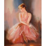 Continental School, mid/late 20th century- Seated ballerina; oil on canvas,