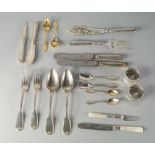 A part canteen of German white metal cutlery, most stamped 13 for .