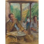 Guy Lindsay Roddon, British 1919-2006- Café scene, Paris; pastel, signed, 26.3x19.