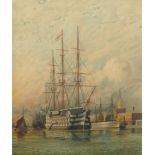 After William E Atkins, British 1842-1910- "HMS Victory"; chromolithograph,