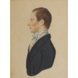 British School late 19th century- Portrait of a Man, profile head and shoulders; watercolour,