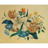 British Provincial School, early-mid 19th century- Floral composition with butterfly; watercolour,