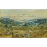 L Martin, British fl.1851-59- View over moorland; watercolour, signed and dated 1864, 27.